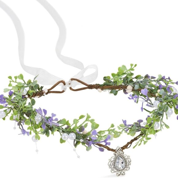 Fairy Flower Leaf Crown Women Girls Cosplay Halloween Wedding Tiara main image 5